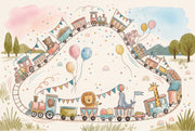 Toy Train Wallpaper Whimsical Removable Kids Nursery Wall Decor design