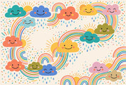 Cute Weather Wallpaper Smiling Clouds Removable Rainbows Wall Decor design