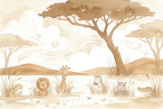 White Background Wallpaper Nursery Removable Safari Wall Decor design