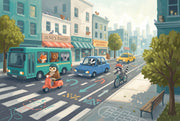 City Street Wallpaper Animals Urban Landscape Removable Wall Decor design