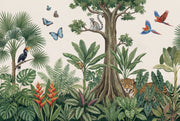 Tropical Jungle Wallpaper Rainforest Landscape Botanical Illustration Wall Mural design