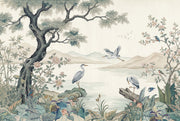 Scenic Landscape Wallpaper Lakeside Misty Mountains Removable Wall Decor design