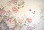 Hydrangea Blossoms Wallpaper Pastel Botanical Vines Wall Mural design