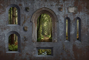 Stone Wall Wallpaper Gothic Arch Forest Removable Wall Decor design