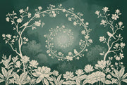 Wreath Spiral Wallpaper Floral Vines Moody Forest Wall Mural design