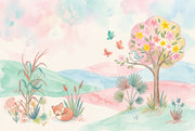 Pastel Landscape Wallpaper Watercolor Whimsical Nursery Removable Wall Decor design