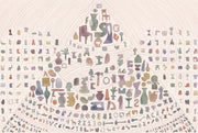 Abstract Icons Wallpaper Watercolor Curved Linework Wall Mural design