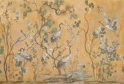 Oriental Chinoiserie Wallpaper Cranes Removable Peony Blossoms Wall Decor design