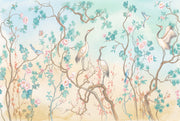 Oriental Chinoiserie Wallpaper Floral Branches Cranes Removable Wall Decor design