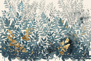 Botanical Leaves Wallpaper Watercolor Teal Blue Foliage Wall Mural design