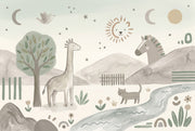 Muted Green Wallpaper Safari Nursery Woodland Wall Mural design