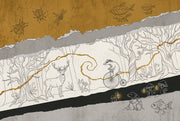 Whimsical Woodland Wallpaper Surreal Animals Removable Torn Paper Collage Wall Decor design