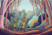 Whimsical Forest Wallpaper Muted Green Removable Wall Decor design