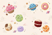 Space Desserts Wallpaper Cute Planets Pastel Sprinkles Wall Mural design