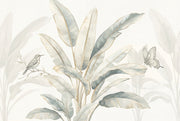 Tropical Leaves Wallpaper Watercolor Bird Removable Wall Decor design