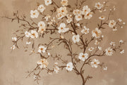 Floral Branches Wallpaper White Blossoms Botanical Mural Removable Wall Decor design