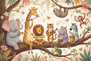Colorful Animals Wallpaper Jungle Music Wall Decor design