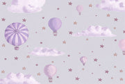 Hot Air Balloons Wallpaper Pastel Purple Nursery Removable Wall Decor design