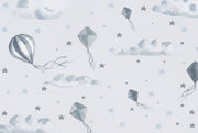 White Background Wallpaper Hot Air Balloon Removable White Background Wall Decor design