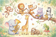 Cartoon Animals Wallpaper Forest Playful Removable Wall Decor design