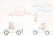White Background Wallpaper Watercolor Texture Hot Air Balloon Removable Wall Decor design