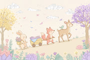 Woodland Animals Wallpaper Pastel Removable Nursery Decor Wall Decor design