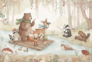 Whimsical Forest Wallpaper Animals River Wall Mural design