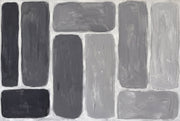 Rounded Rectangles Wallpaper Gray Monochrome Painted Texture Wall Mural design
