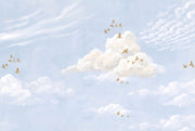 Gold Birds Wallpaper Sky Removable Watercolor Wall Decor design