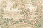 Chateau Garden Wallpaper Toile Style Watercolor Wall Mural design