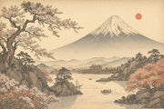 Mount Fuji Wallpaper Japanese Landscape Cherry Blossoms Removable Wall Decor design