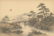 East Asian Landscape Wallpaper Vintage Ink Wash Misty Mountains Wall Mural design
