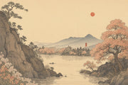 Asian Landscape Wallpaper Pagoda Temple Removable Mountains Wall Decor design