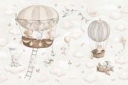 White Background Wallpaper Hot Air Balloon White Background Wall Mural design