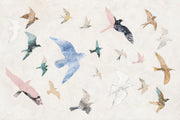 Birds In Flight Wallpaper Watercolor Removable Abstract Collage Wall Decor design