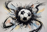 Soccer Ball Wallpaper Ink Splatter Dynamic Motion Wall Mural design