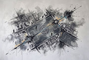 Soccer Field Wallpaper Urban Map Grid Removable Ink Splatter Wall Decor design