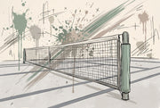 Tennis Net Wallpaper Sports Court Abstract Splatter Wall Mural design