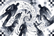 Abstract Chess Wallpaper Watercolor Ink Wash Strategy Diagram Removable Wall Decor design