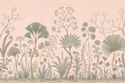 Pastel Botanical Wallpaper Blush Pink Background Sage Green Foliage Removable Wall Decor design