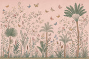 Botanical Illustration Wallpaper Tropical Palms Removable Butterflies Wall Decor design