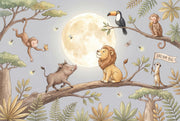 Whimsical Animals Wallpaper Jungle Moon Removable Wall Decor design
