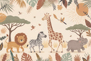 Safari Animals Wallpaper Tropical Cartoon Wall Mural design