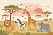 Safari Cartoon Wallpaper Nature Animals Wall Mural design