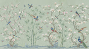 Floral Birds Wallpaper Bamboo Vintage Wall Mural design