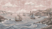 Coastal Sailboats Wallpaper Vintage Lighthouse Wall Mural design