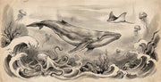 Underwater Wallpaper Whale Vintage Wall Mural design