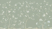 Muted Green Wallpaper Chinoiserie Floral Wall Mural design