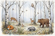 Whimsical Forest Wallpaper Nature Animal Wall Mural design