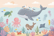 Underwater Wallpaper Sea Creatures Whimsical Wall Mural design